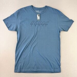 Jetty Fin Tee T-Shirt Mens Large Blue Surf Graphic Ringspun Cotton NWT